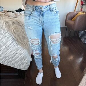 Eunina Light Blue Distressed Ankle Jeans size 1